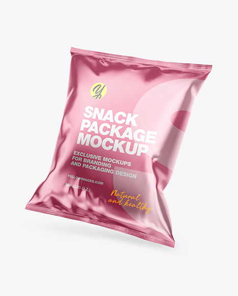 Glossy Metallic Snack Package Mockup