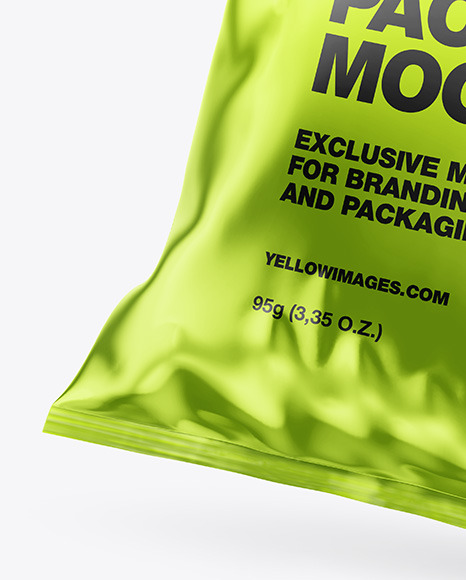 Glossy Metallic Snack Package Mockup