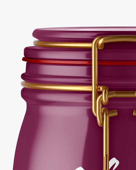 Glossy Ceramic Jar With Clamp Lid Mockup