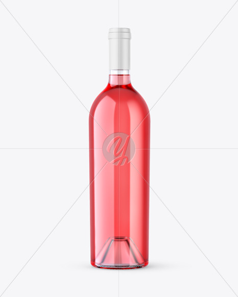 Clear Glass Pink Wine Bottle Mockup