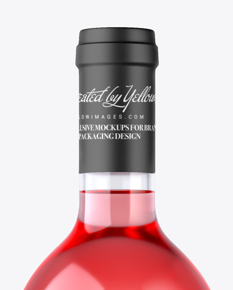 Clear Glass Pink Wine Bottle Mockup