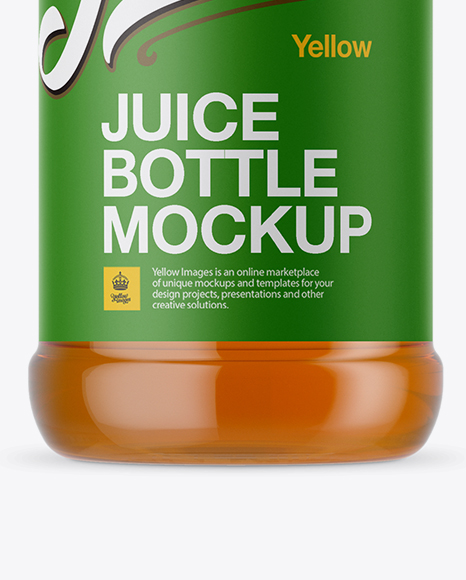 Plastic Bottle with Apple Juice Mockup