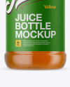 Plastic Bottle with Apple Juice Mockup