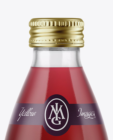 Clear Glass Bottle With Cherry Juice Mockup