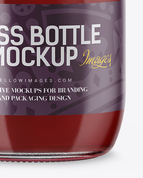 Clear Glass Bottle With Cherry Juice Mockup