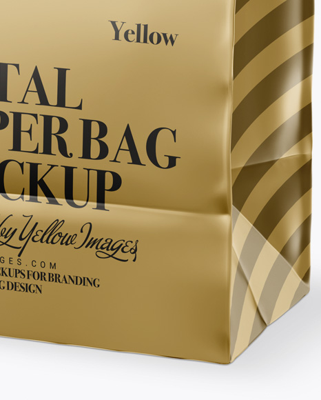 Metal Paper Bag Mockup - Half Side View