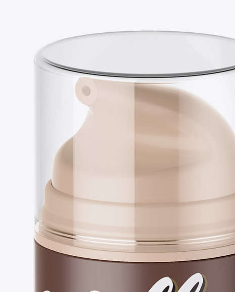 Matte Cream Bottle with Transparent Cap Mockup - Half-Side View (High-Angle Shot)