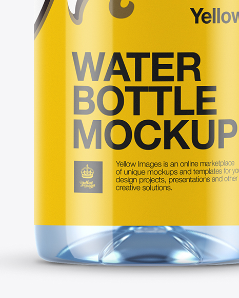 Blue PET Bottle With Water Mockup