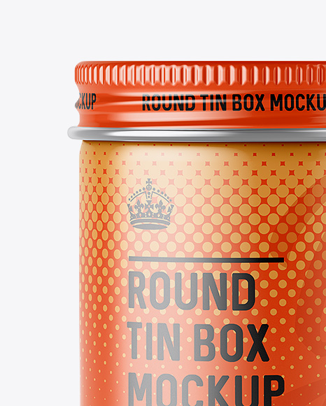 100ml Round Tin Box with Matte Finish Mockup - Front View