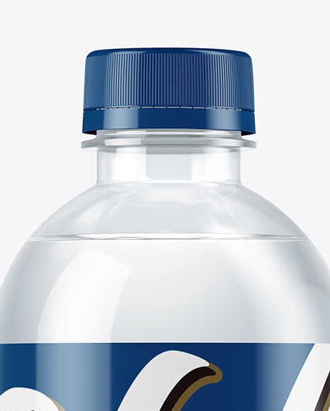 Clear PET Bottle With Water Mockup