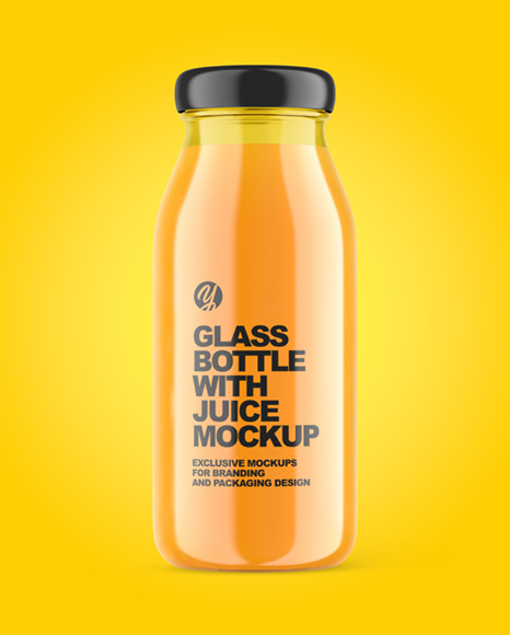 Glass Bottle with Multifruit Juice Mockup