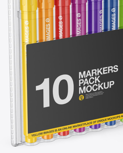 10x Glossy Markers Pack Mockup