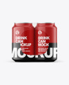 6 Pack Glossy Cans Mockup