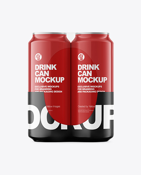 6 Pack Glossy Cans Mockup