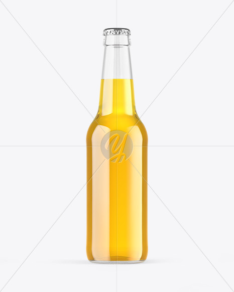 Clear Glass Lager Beer Bottle Mockup