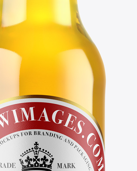 Clear Glass Lager Beer Bottle Mockup