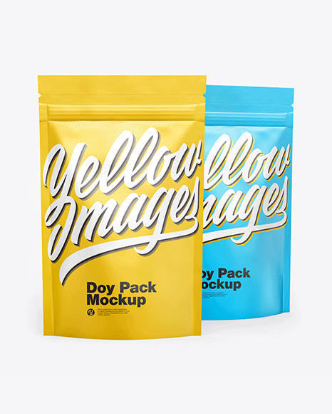 Two Matte Metallic Stand-Up Pouches Mockup