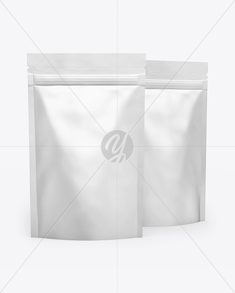 Two Matte Metallic Stand-Up Pouches Mockup