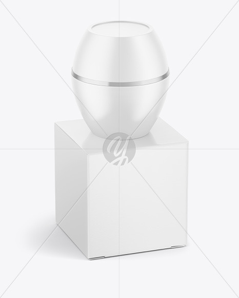 Matte Cosmetic Jar with Paper Box Mockup