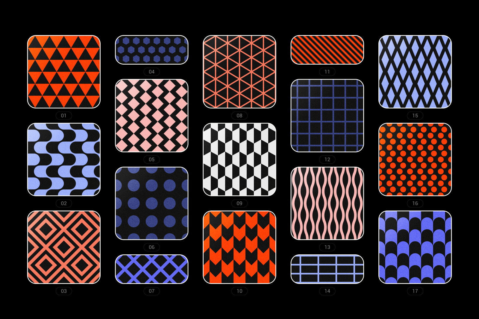 Vibrant geometric seamless patterns collection