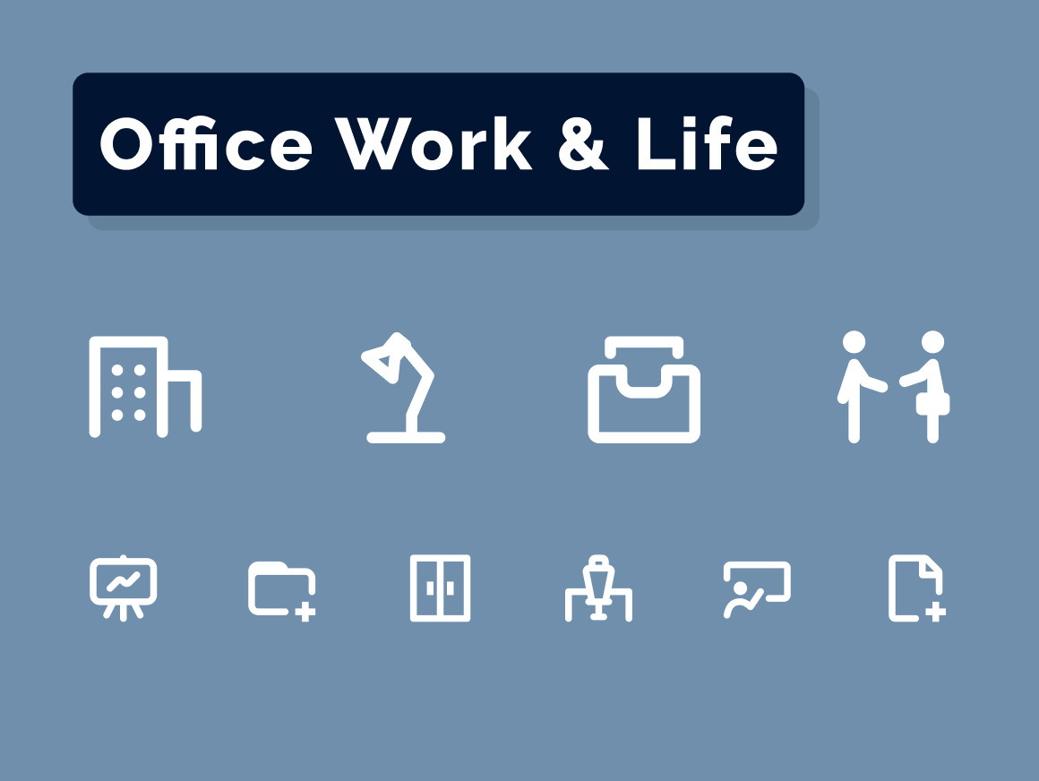 Office Work & Life Icons Set Office Work & Life Icons Set