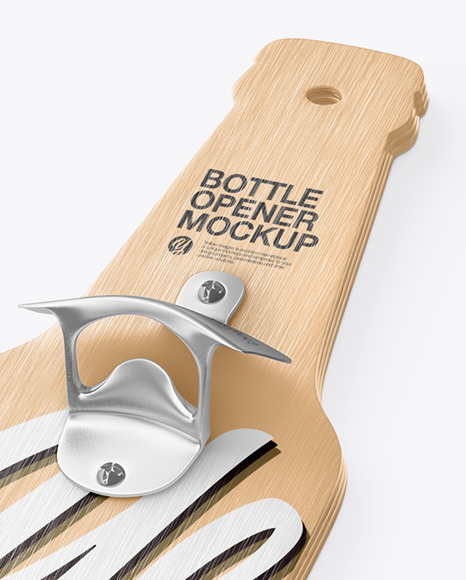 Bottle Opener with Wooden Holder Mockup