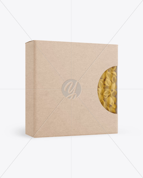 Kraft Paper Box With Conchiglie Pasta Mockup