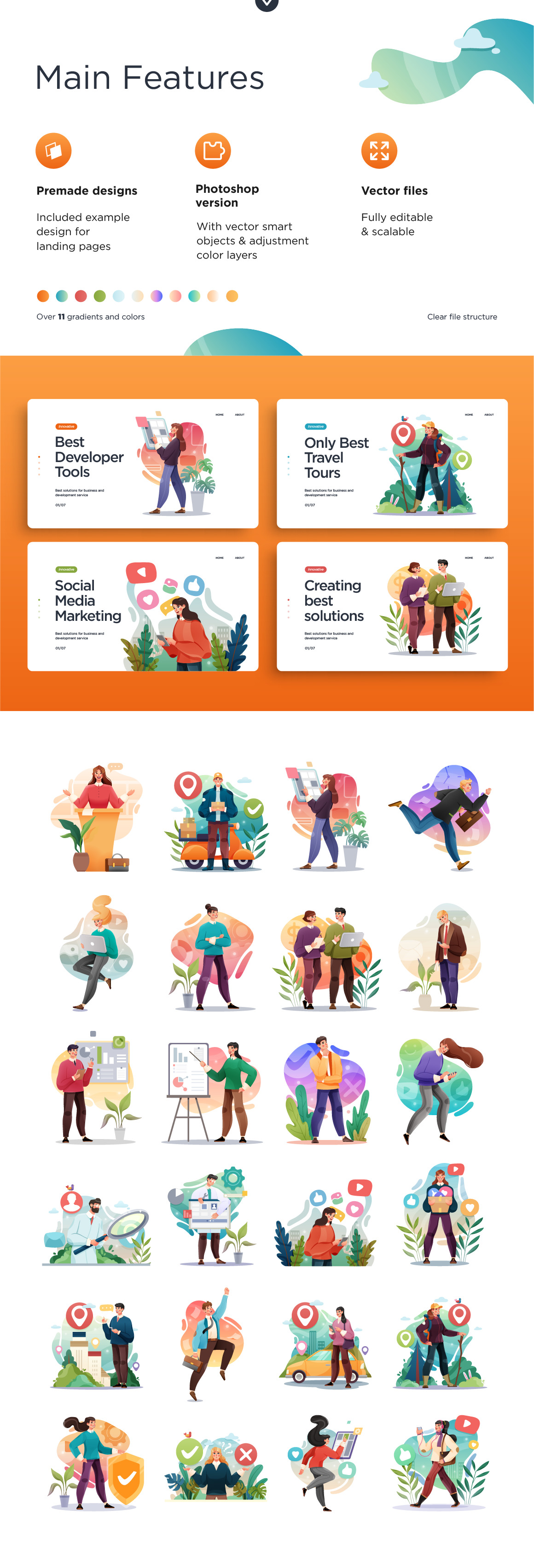 Travel Delivery & Business Illustrations Set Travel Delivery & Business Illustrations Set