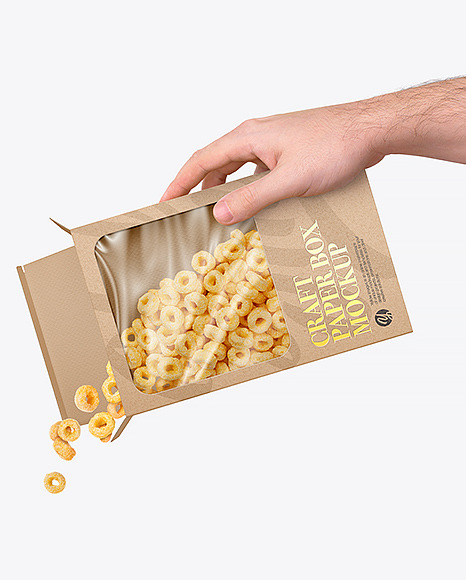 Paper Box With Cereals Mockup