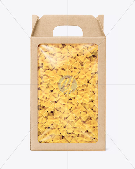 Kraft Box with Farfalle Pasta Mockup