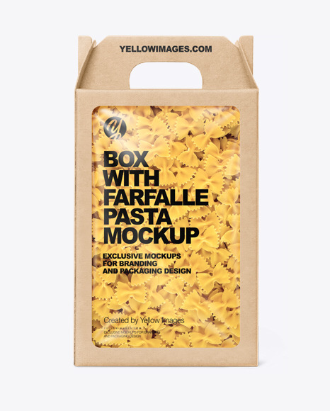 Kraft Box with Farfalle Pasta Mockup - Pasta box mockup