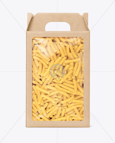 Kraft Box with Tortiglioni Pasta Mockup