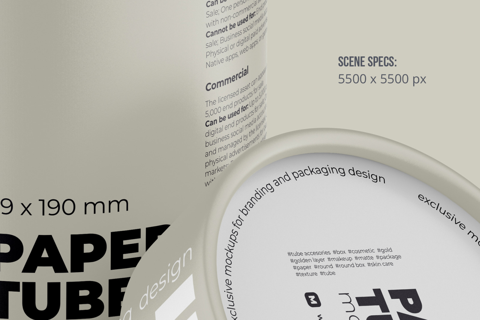 Opened Paper Tube Mockup 99x190mm