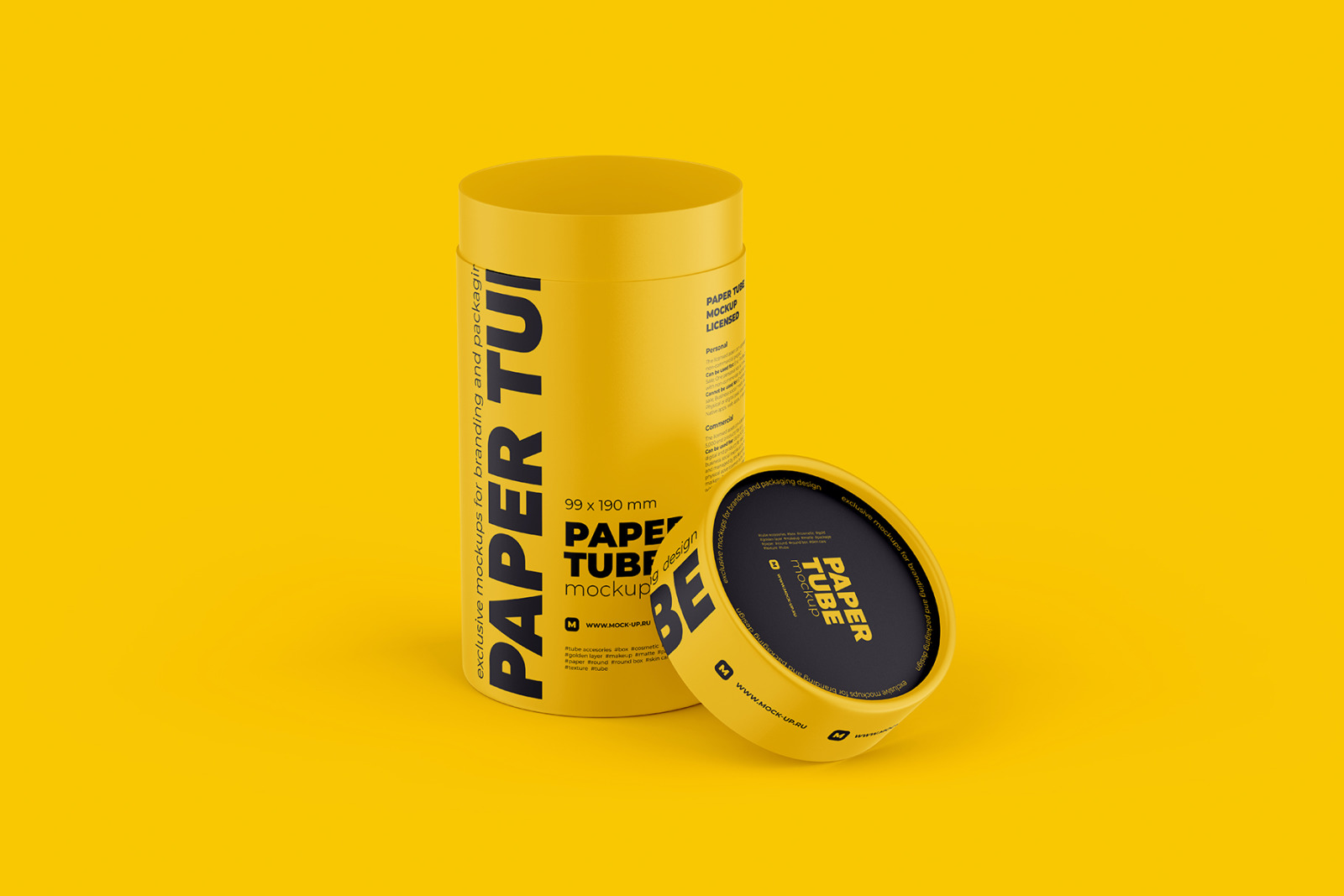 Opened Paper Tube Mockup 99x190mm