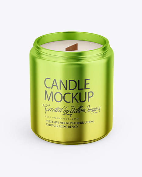 Glossy Metallic Candle Mockup