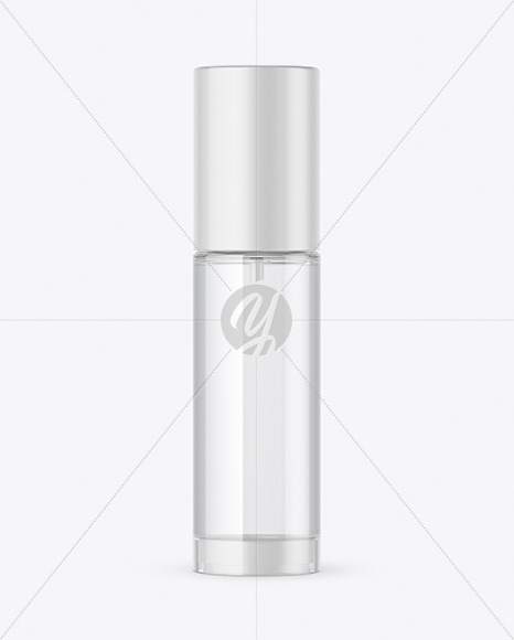 Clear Glass Cosmetic Bottle with Pump Mockup