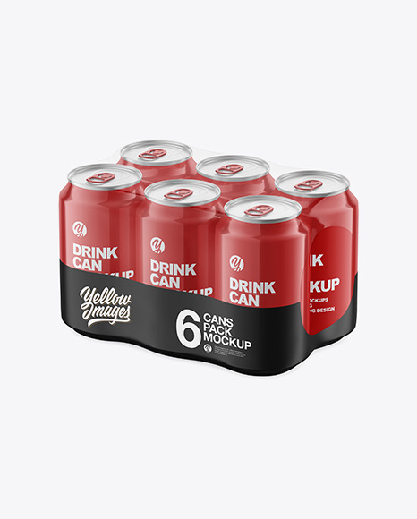 6 Pack Glossy Cans Mockup