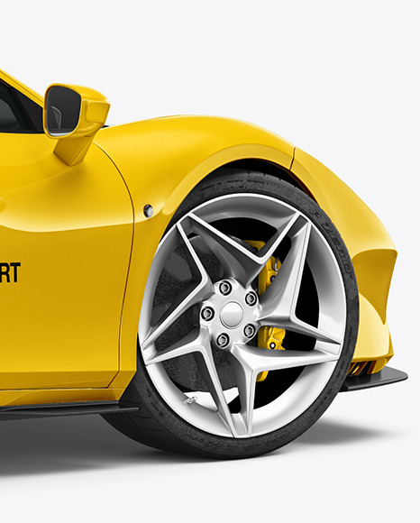 Sport Car Mockup - Back Half Side View