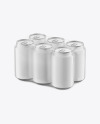 6 Pack Matte Cans Mockup