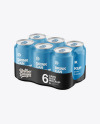 6 Pack Matte Cans Mockup