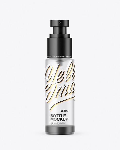 Frosted Glass Cosmetic Bottle with Pump Mockup