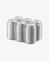 6 Pack Metallic Cans Mockup