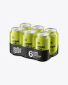 6 Pack Metallic Cans Mockup