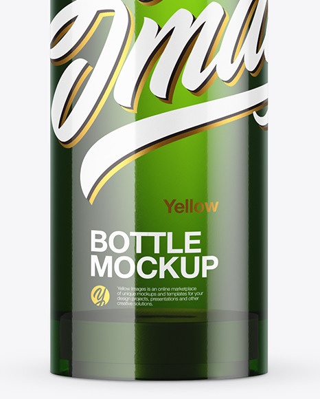 Green Glass Cosmetic Bottle with Pump Mockup