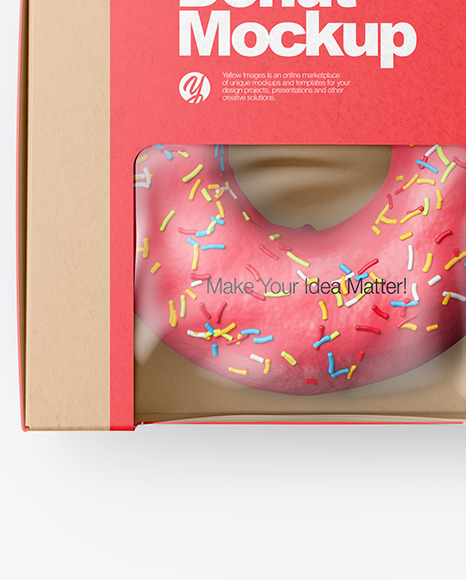 Kraft Box with Donut Mockup