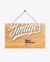 Wooden Sign w/ Metallic Chain Mockup