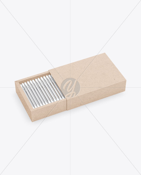 Kraft Paper Box With Cotton Buds Mockup