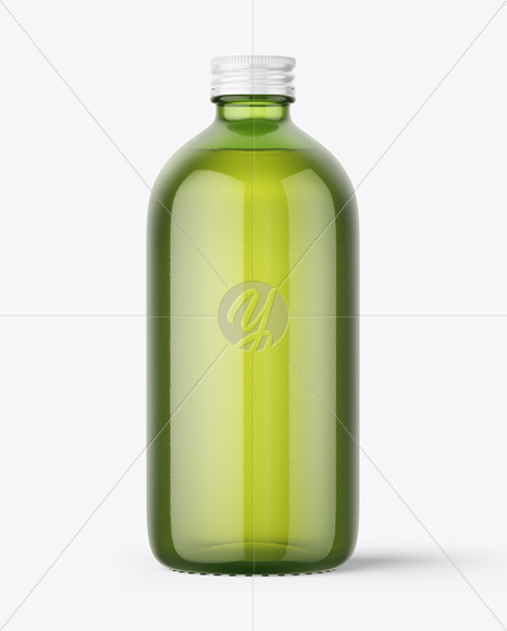 Green Glass Bottle With Olive Oil Mockup