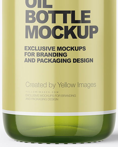 Green Glass Bottle With Olive Oil Mockup