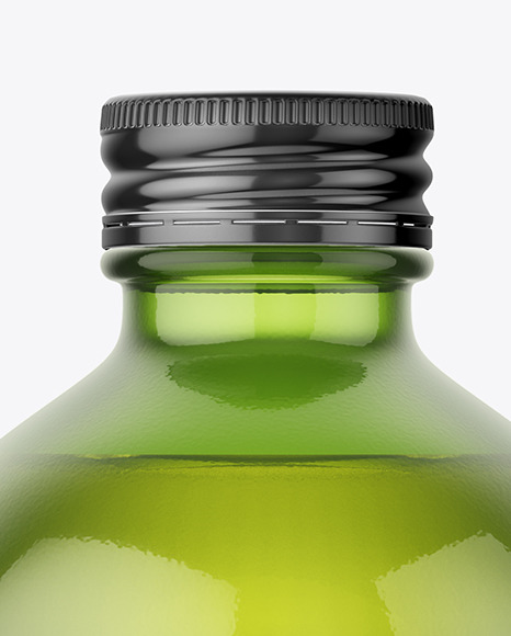 Green Glass Bottle With Olive Oil Mockup